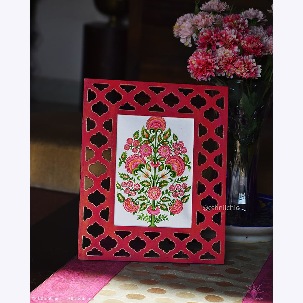 Hand painted Frame 2-in-1 Decor - Mugal Flora image 3