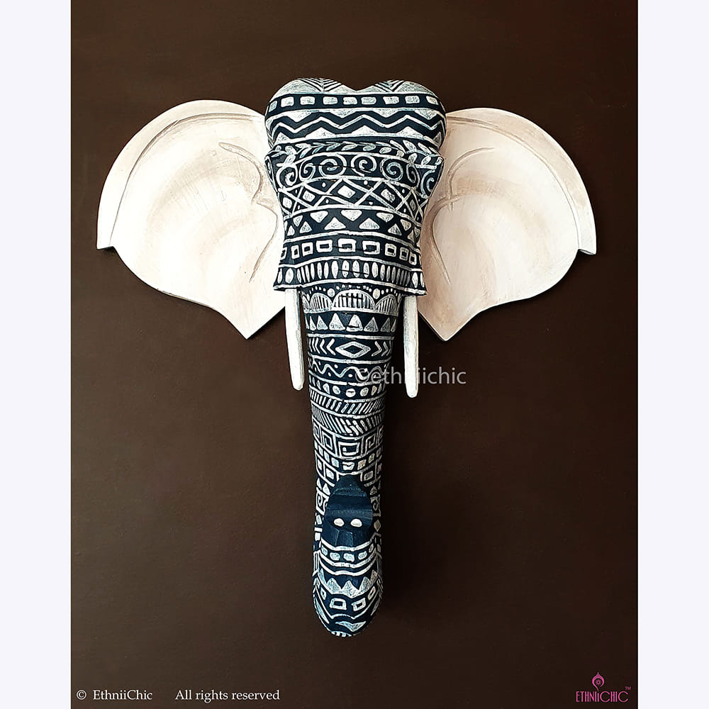 Hand Painted Aztec Elephant Head image 0