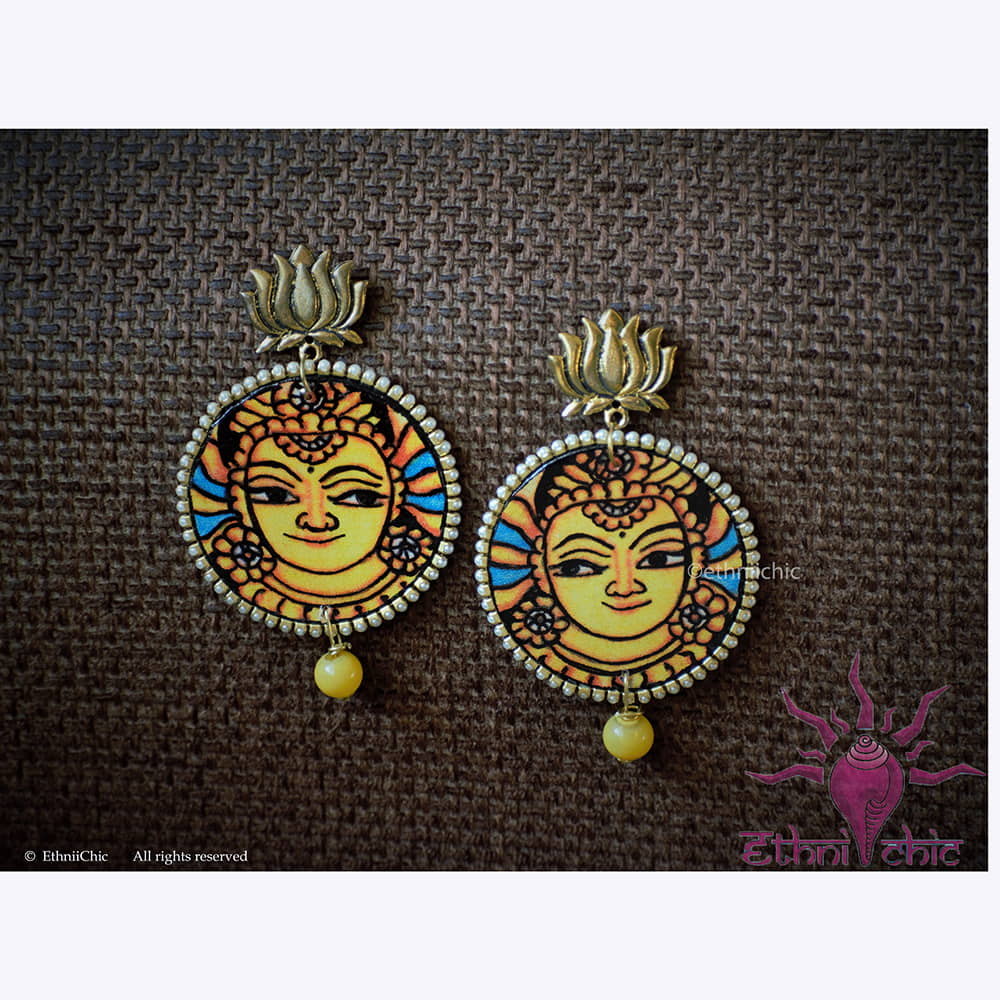 Hand painted Earrings - Mural face 3 image 0