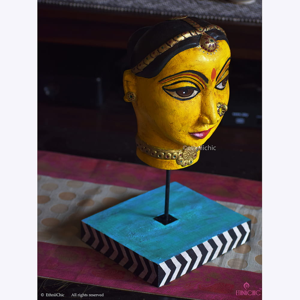 Wooden Hand painted Gouri Head image 2