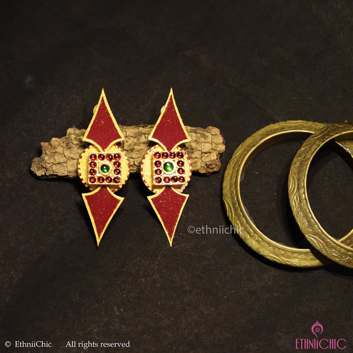 Hand-Painted Statement Kemp Earrings – Contemporary Ethnic Jewelry by EthniiChic image 2