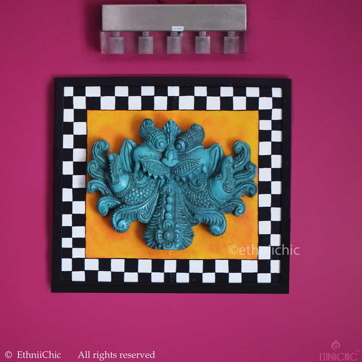 Handcarved Keerthimukha in Frame image 2