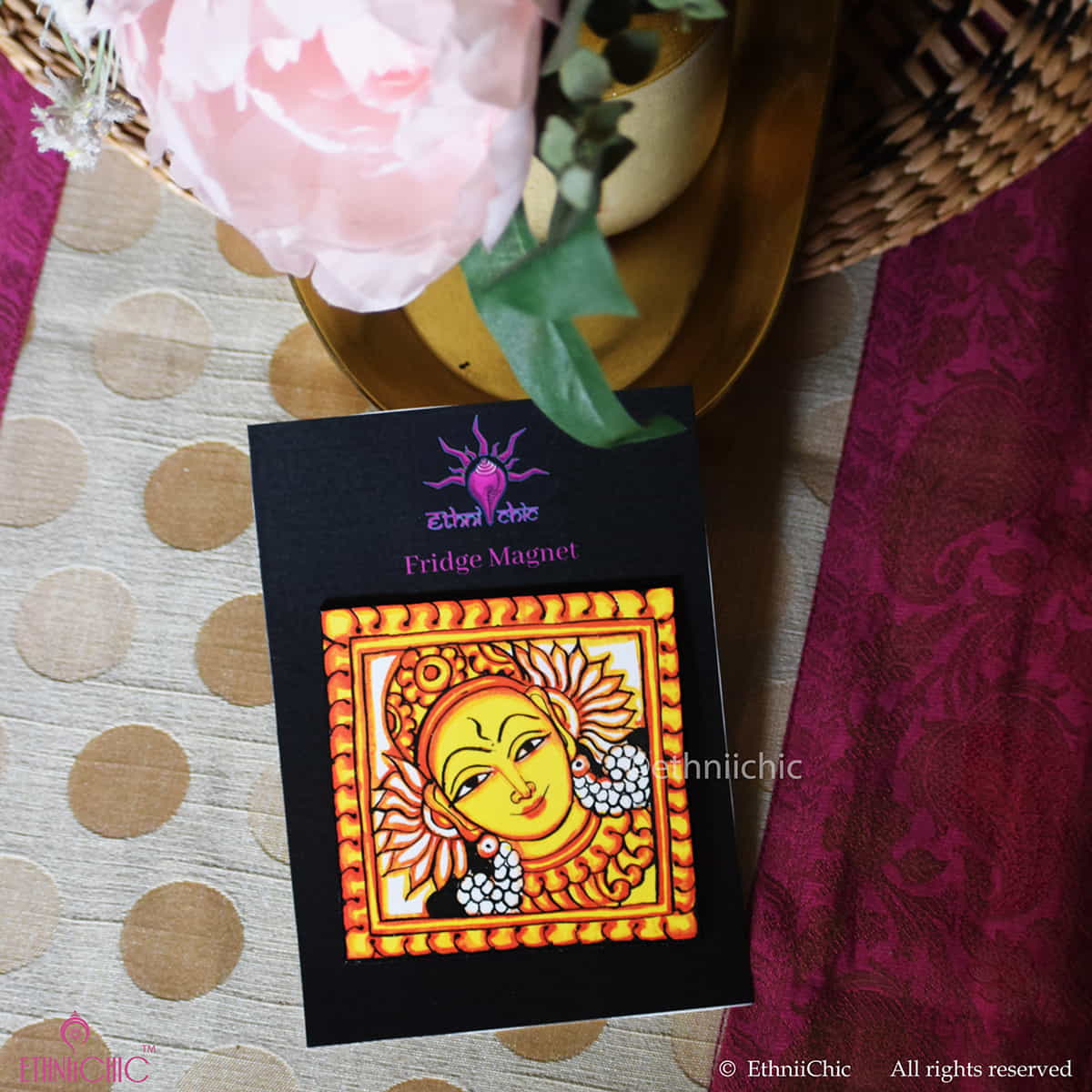 Kerala Mural Fridge Magnet Apsara - 8 image 0