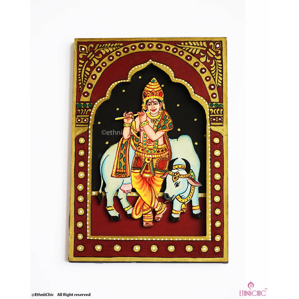 Wooden Handpainted Wall Frame - Dashavatharam Krishna image 0