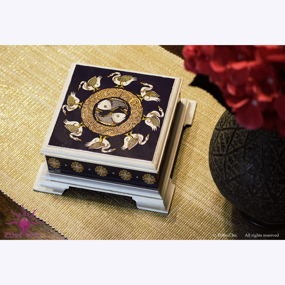 Multipurpose Box Square - Pattachitra Fish image 0