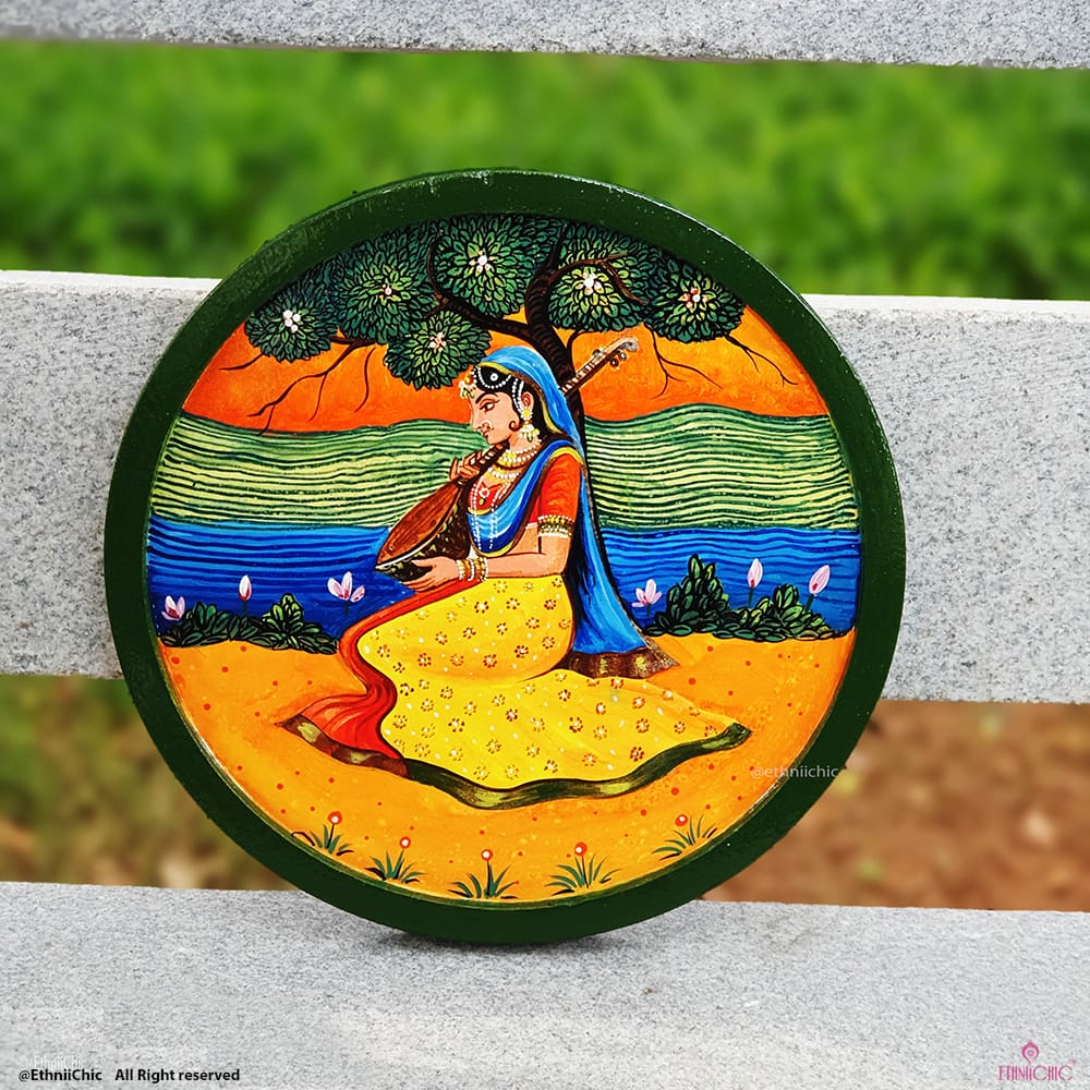 Meera Handpainted Wooden Wall Plate - 10" image 0