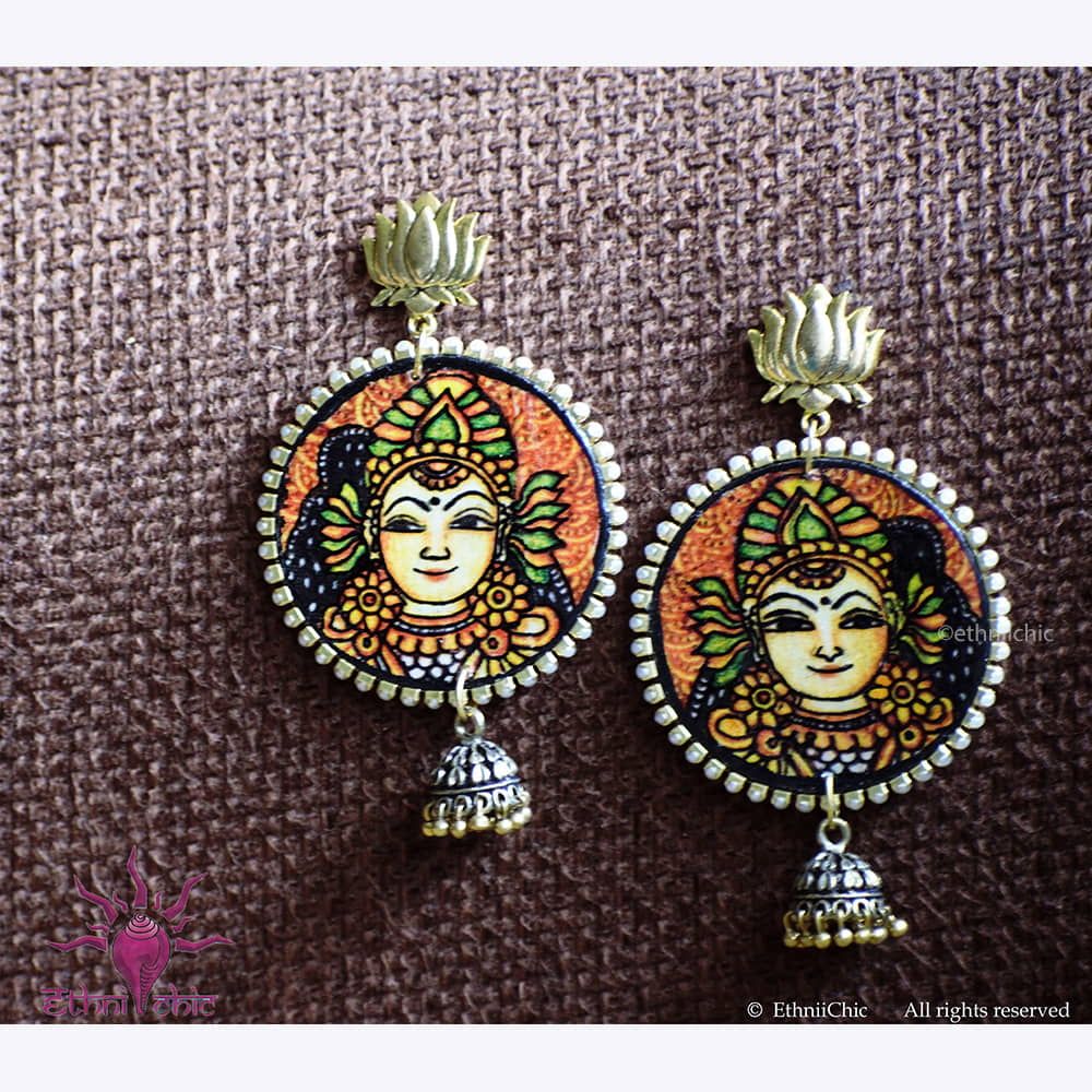 Hand painted Earrings - Mural face 14 image 0