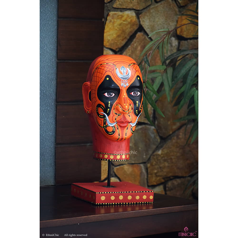 Hand painted Wooden Nagakaali Theyyam Head image 3