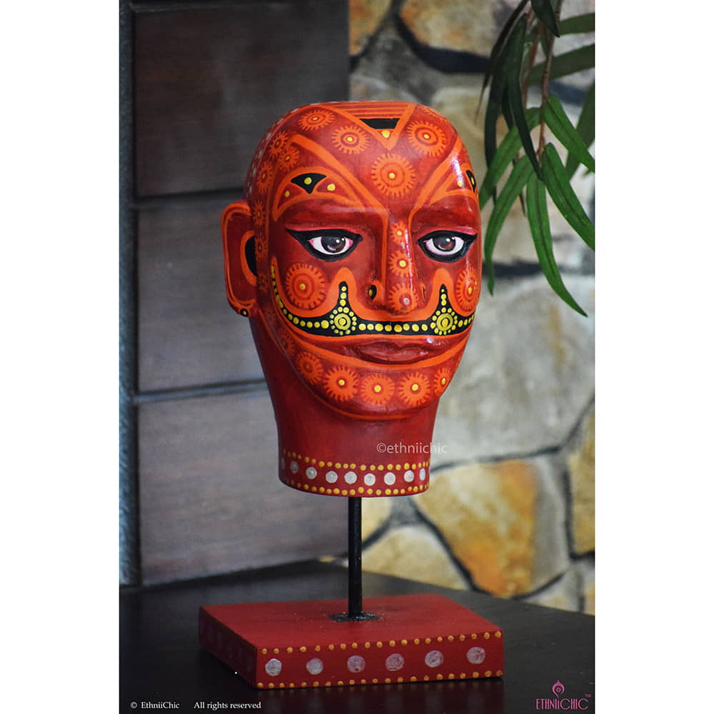 Hand painted Daivathar Theyyam Head Accent image 0