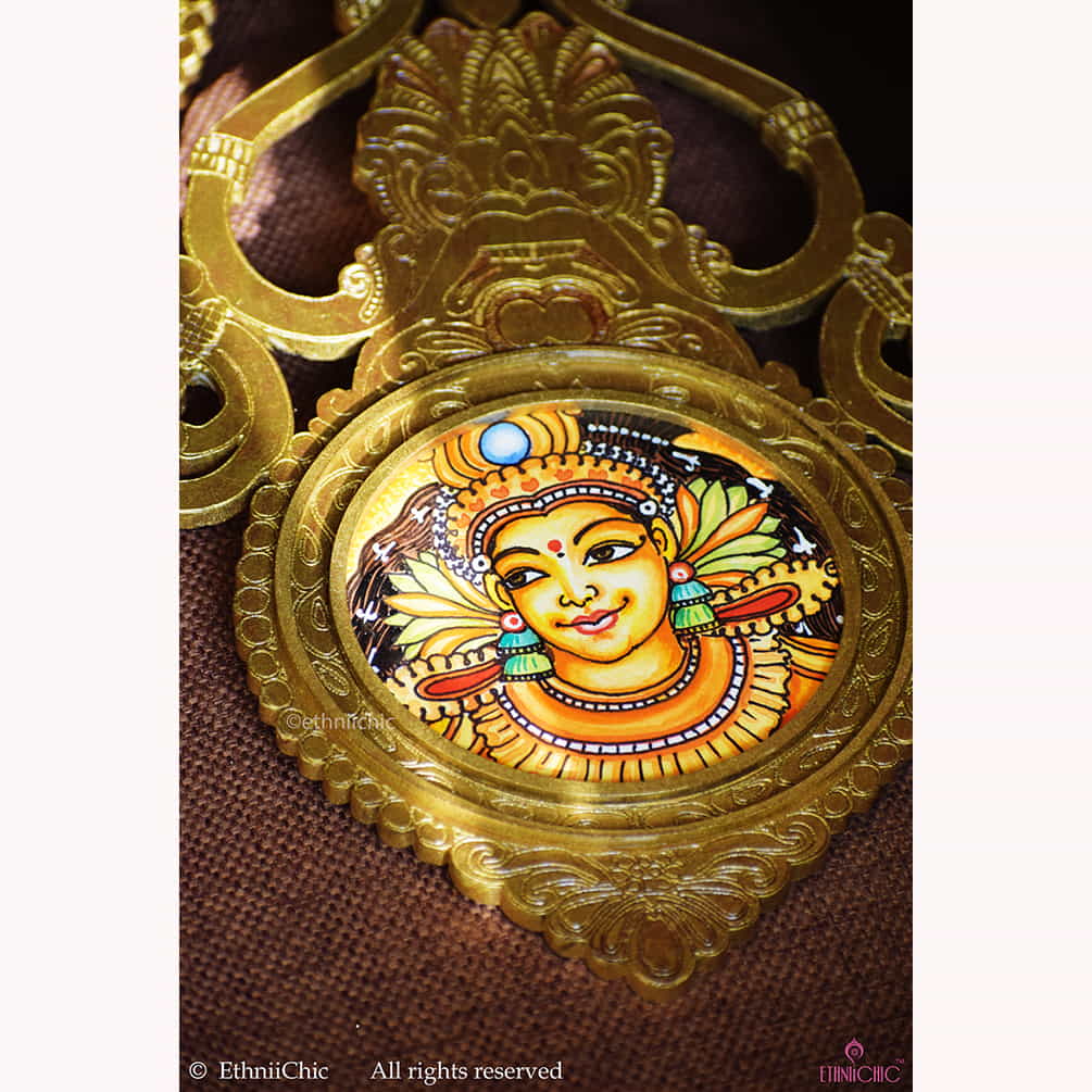 Wooden Aranmula Wall Frames - Kerala Mural - set of 2 image 4