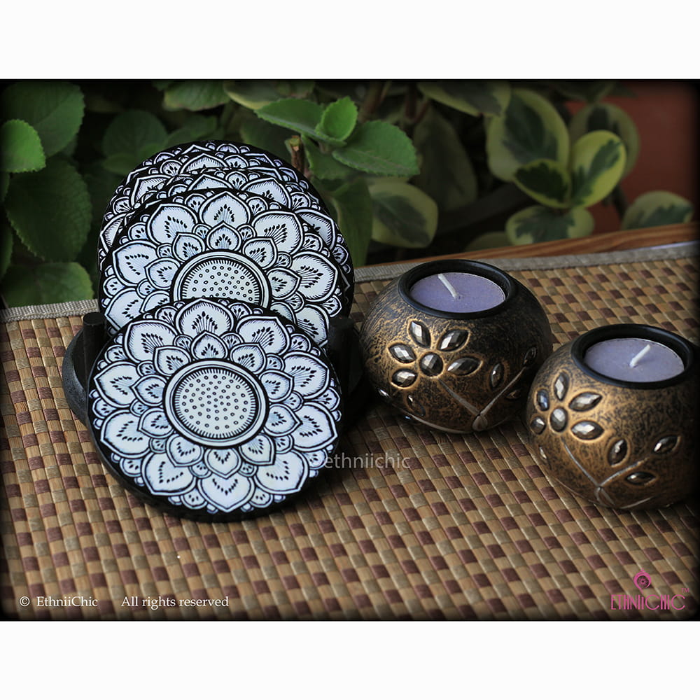 Coasters - Round - Pattachitra Flower image 0