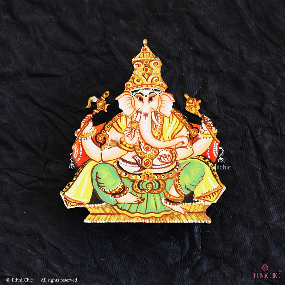 Hand Painted Tanjore Ganesha Cut out image 0