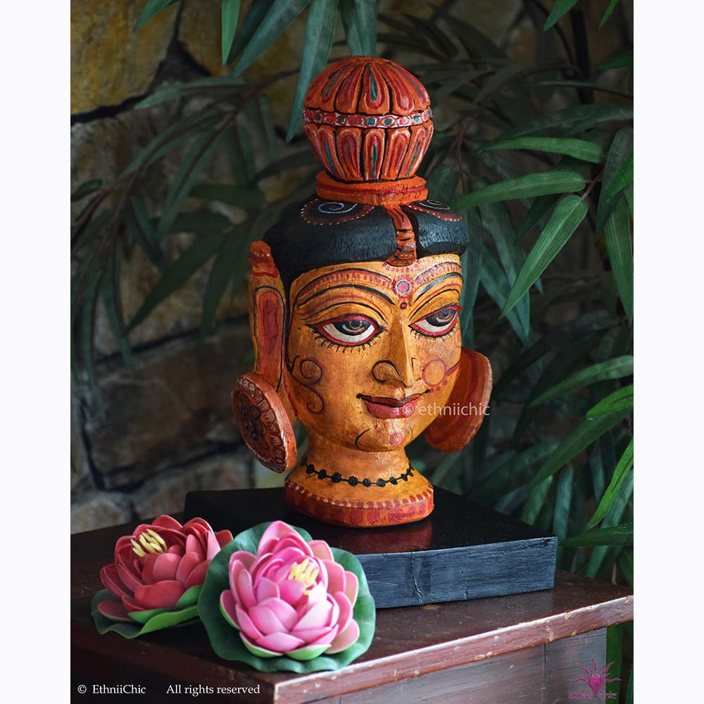 Wooden Hand Painted Sita Head image 4