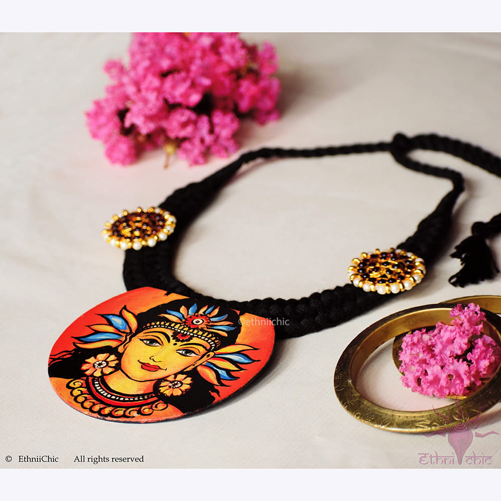 Hand painted Kerala Mural Neck piece 21 image 0