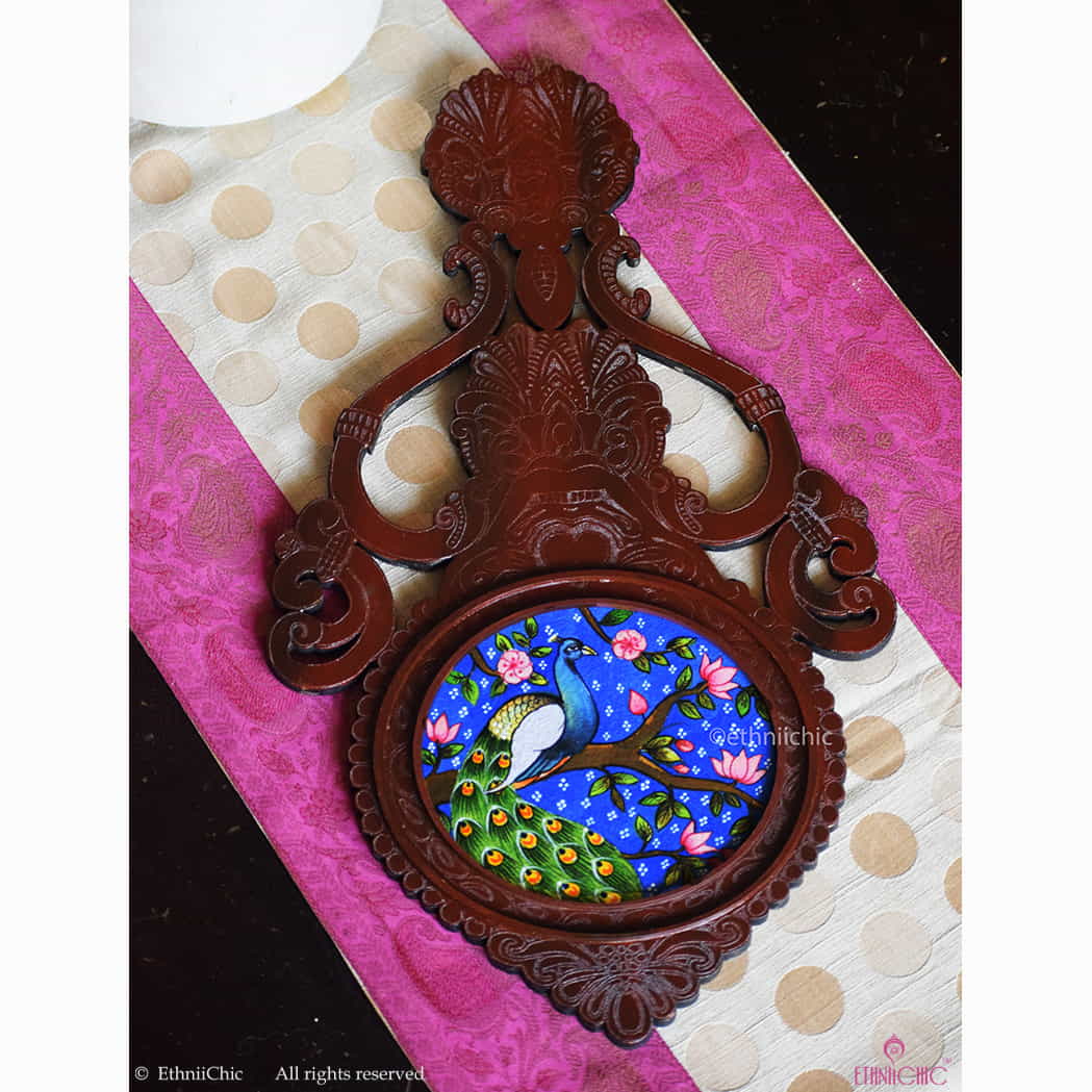 Wooden Aranmula Wall Frame - Pichwai Peacock image 0