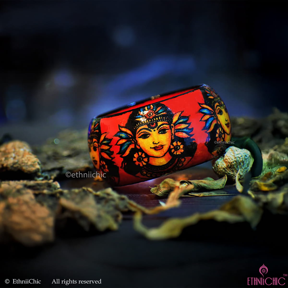 Apsara Kerala Mural Hand crafted Wooden Bangle
