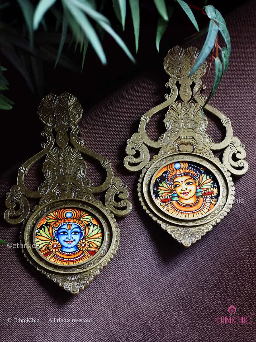 Wooden Aranmula Wall Frames - Kerala Mural - set of 2