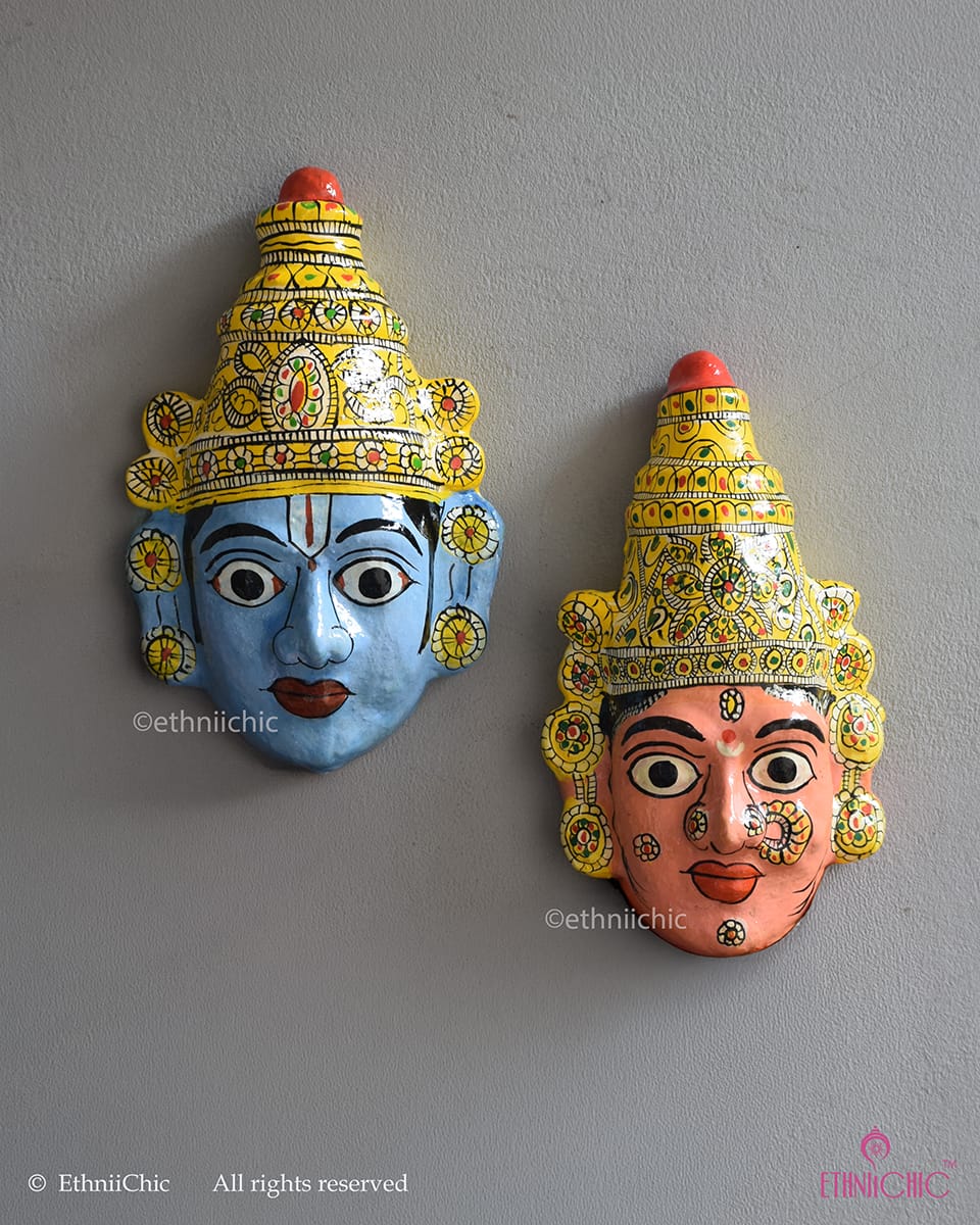 Balaji Padmavathi Cheriyal Mask – Hand-painted Telangana Folk Art