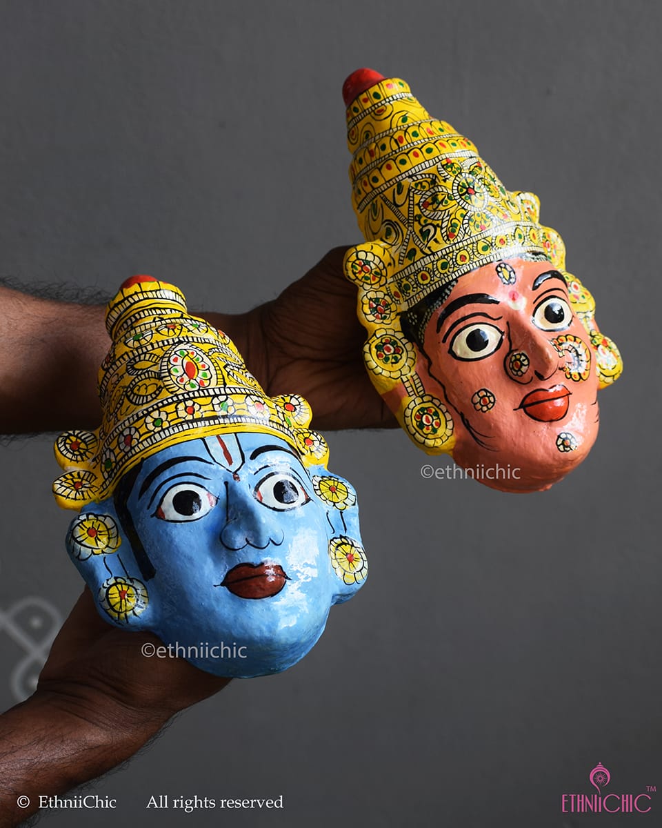Balaji Padmavathi Cheriyal Mask – Hand-painted Telangana Folk Art