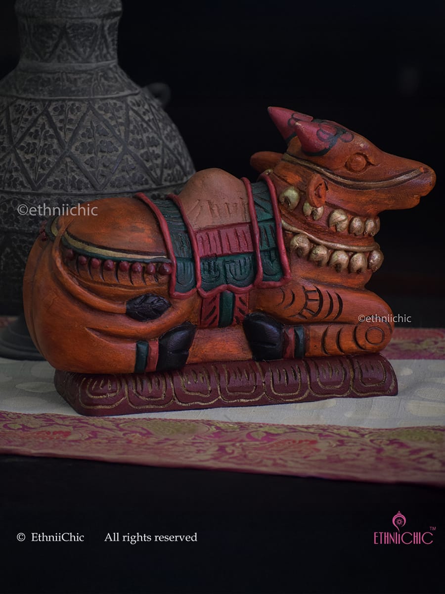 Hand painted Wooden Small Nandi - Brown