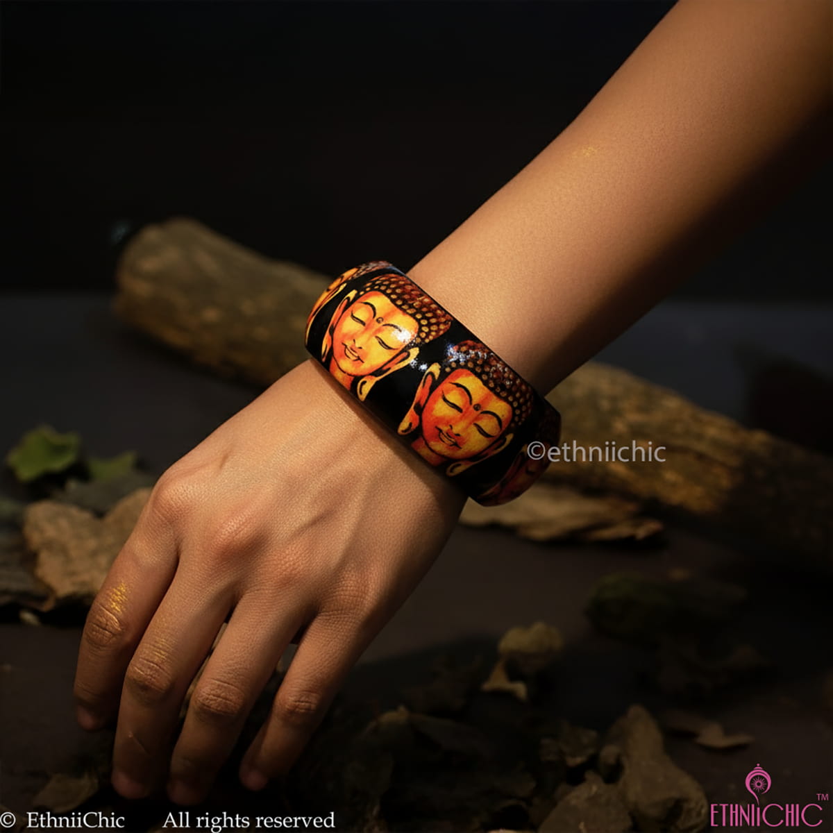 Buddha Hand crafted Wooden Bangle