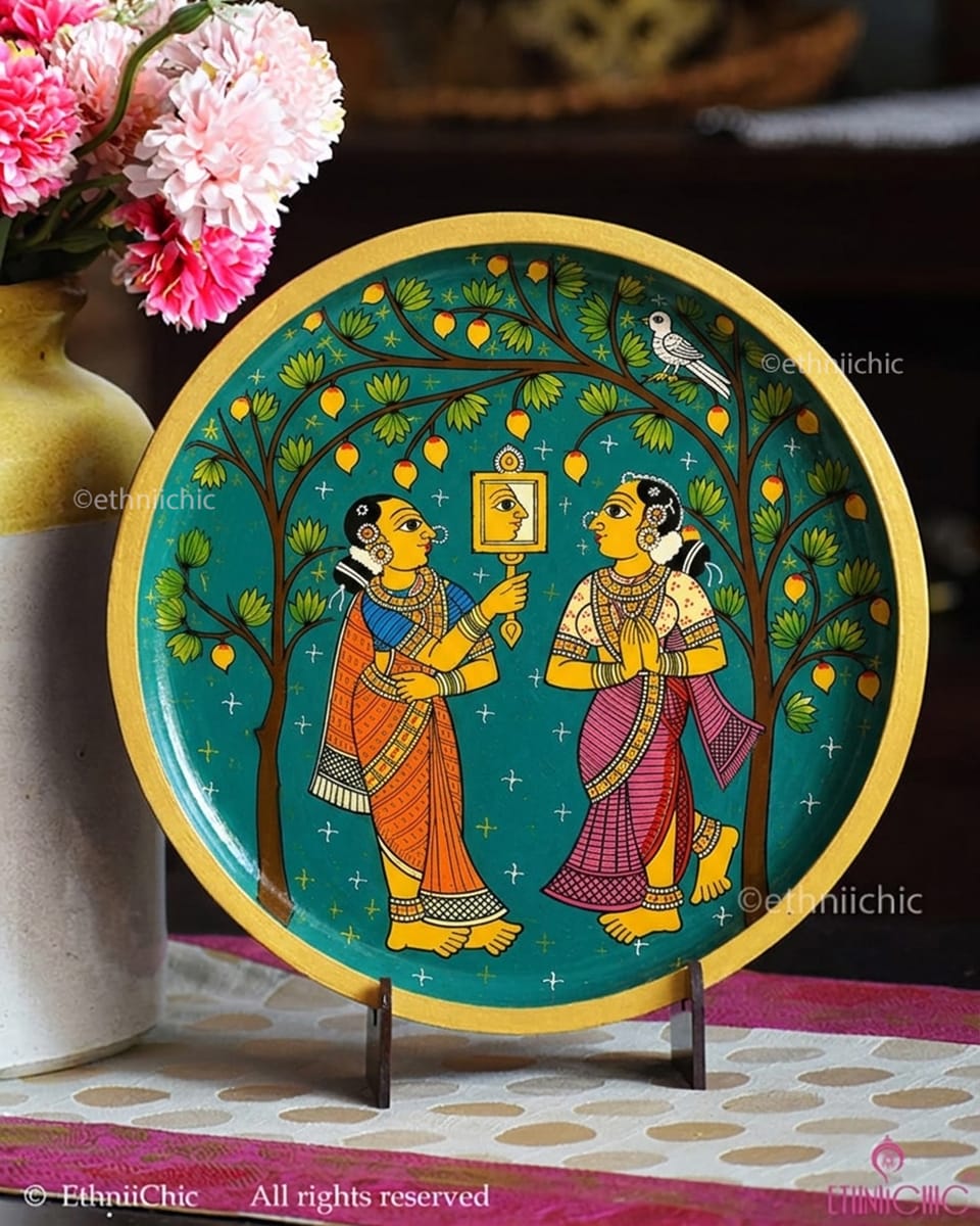 Shringar – Hand-Painted Cheriyal Wooden Wall Plate