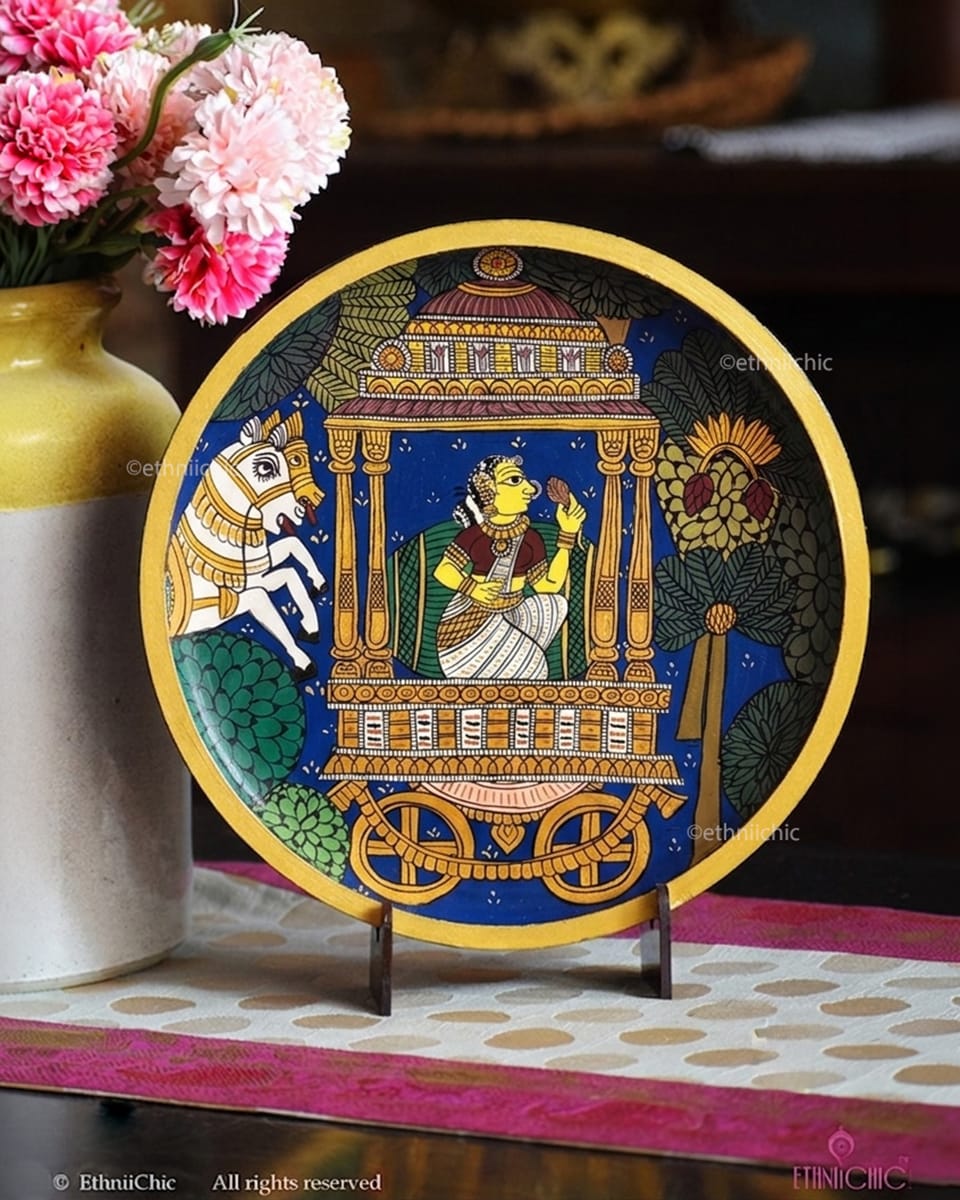 Rani Sawari – Hand-Painted Cheriyal Wooden Wall Plate