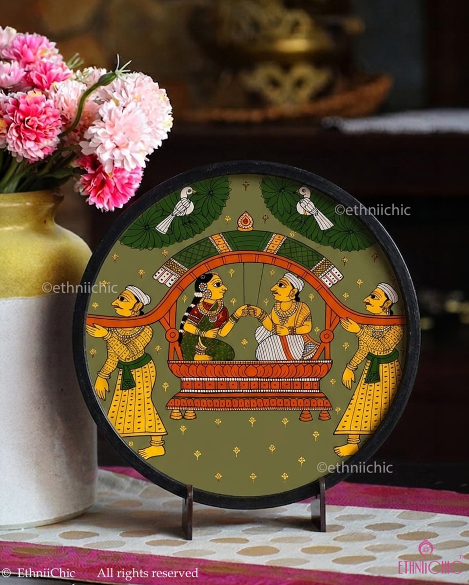 Vivah Jhula – Hand-Painted Cheriyal Wooden Wall Plate