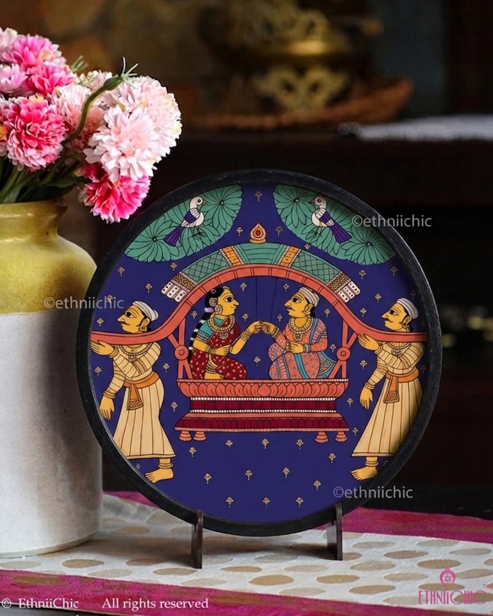 Vivah Jhula – Hand-Painted Cheriyal Wooden Wall Plate