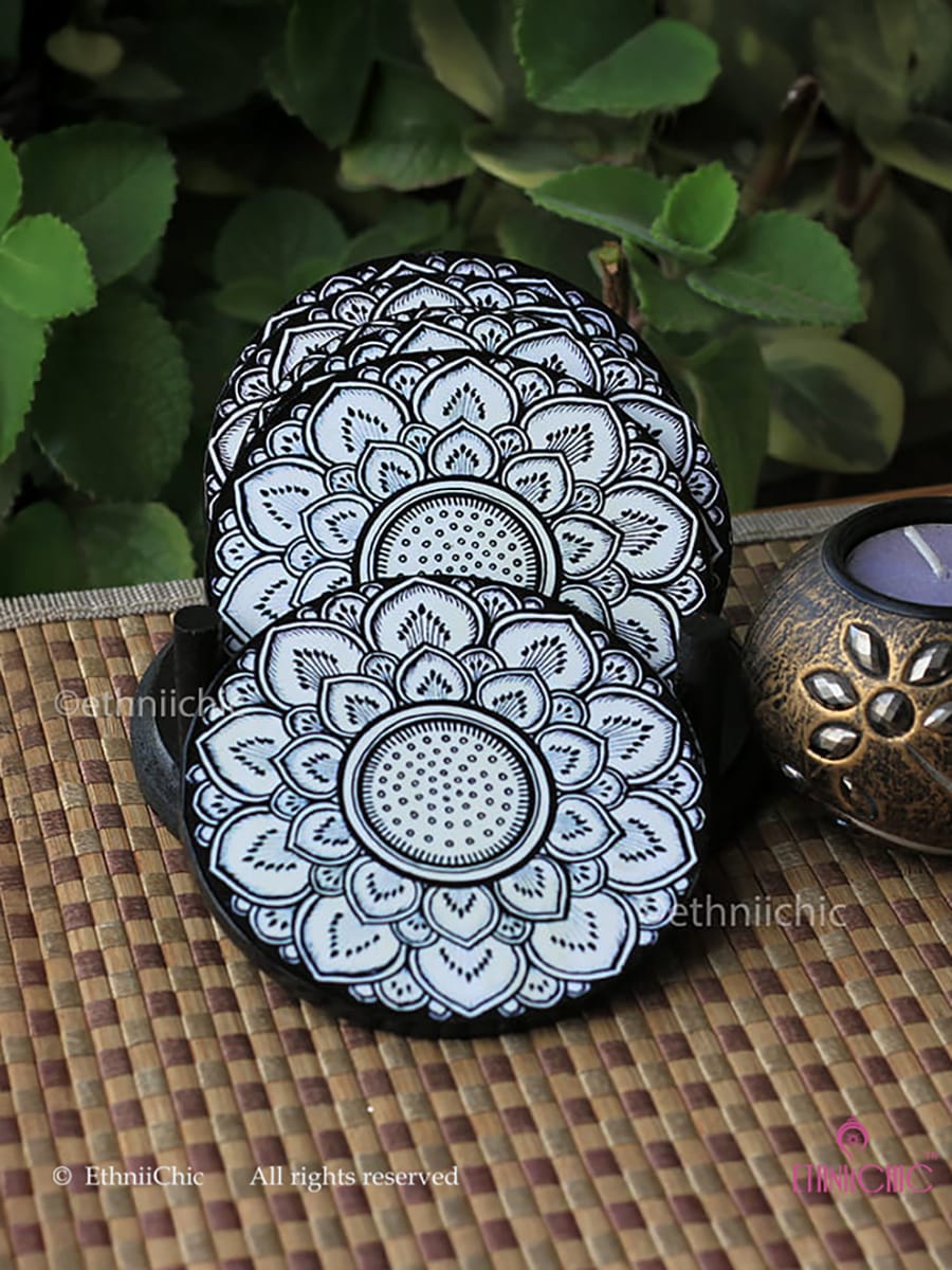Coasters - Round - Pattachitra Flower