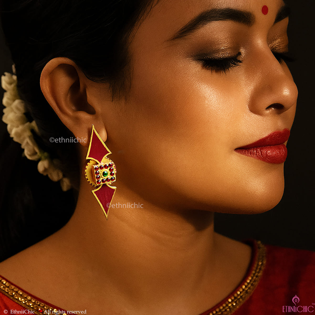 Hand-Painted Statement Kemp Earrings – Contemporary Ethnic Jewelry by EthniiChic
