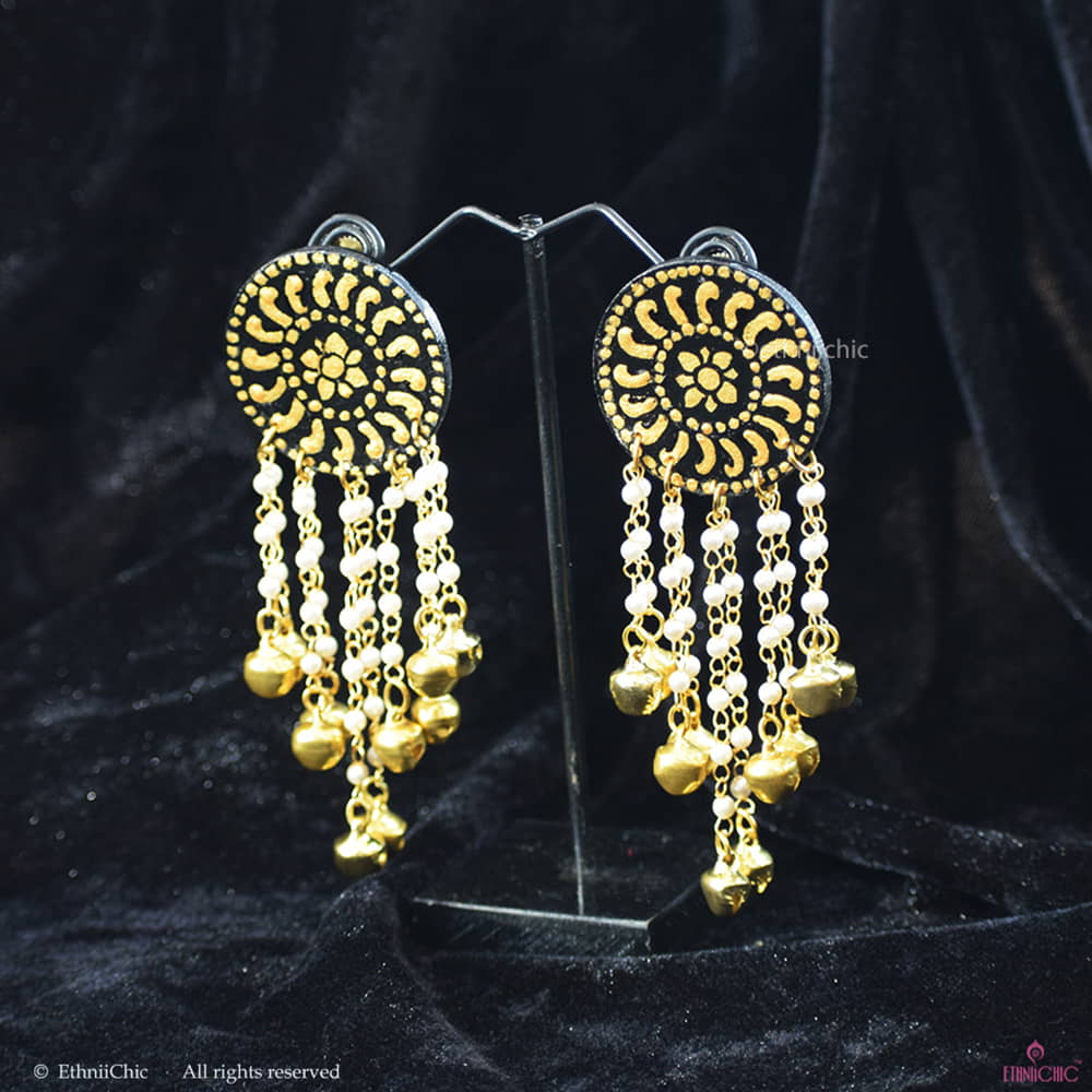 Hand-painted Mandala Earrings, hand-painted earring, Medium Density Pre-engineer Wood | EthniiChic