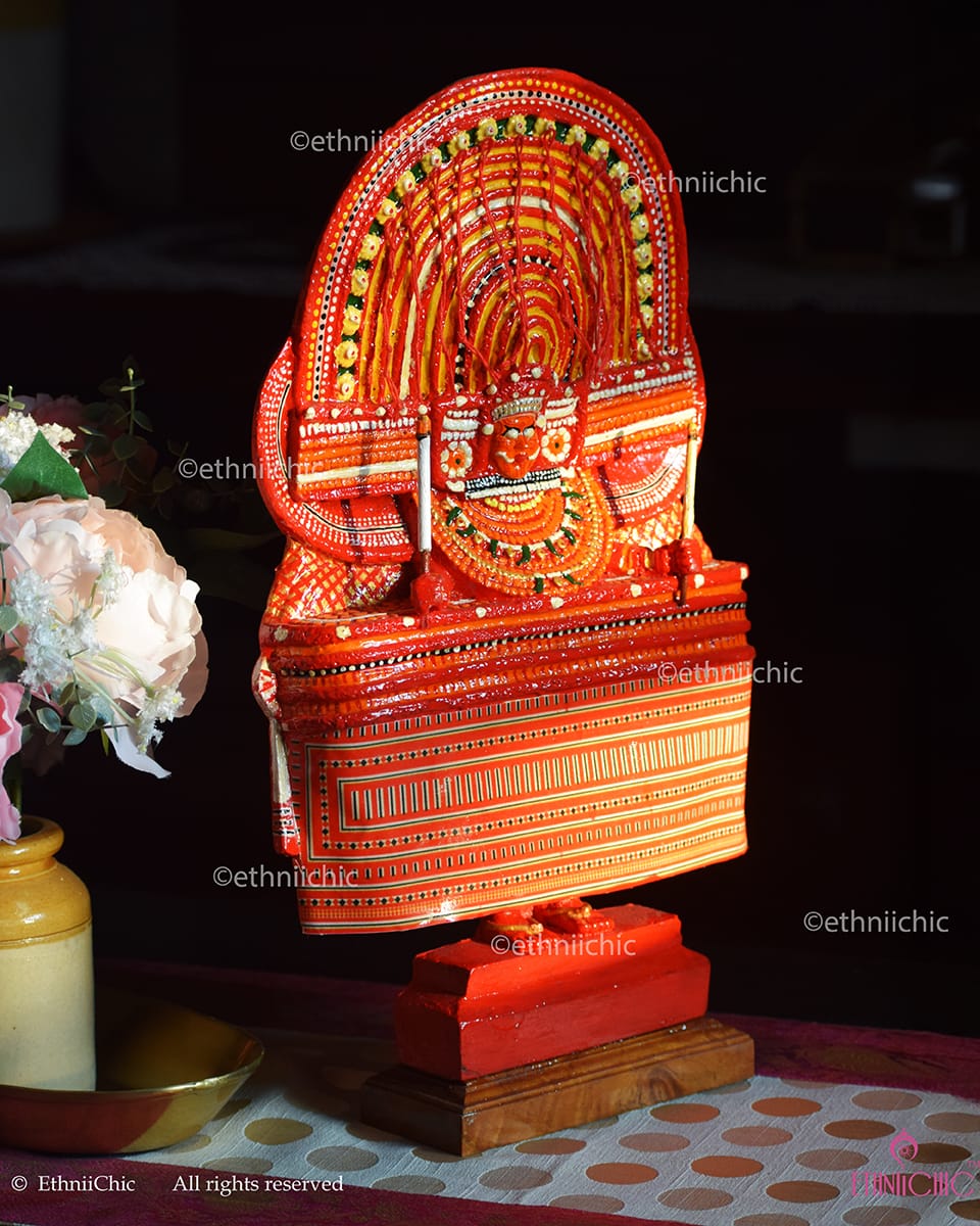 Muchilottu Bhagavathi Theyyam Sculpture - 16" | Handcrafted Kerala Art
