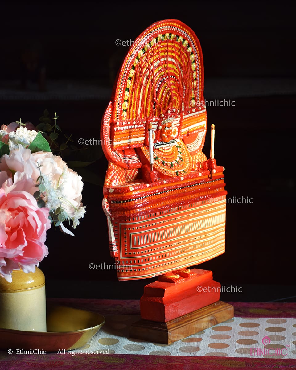 Muchilottu Bhagavathi Theyyam Sculpture - 16" | Handcrafted Kerala Art