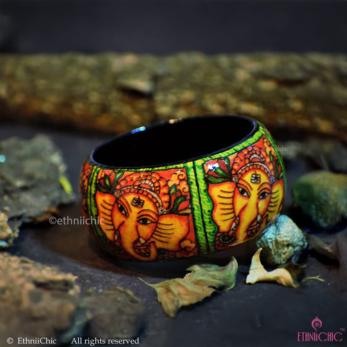 Ganesha Hand crafted Wooden Bangle