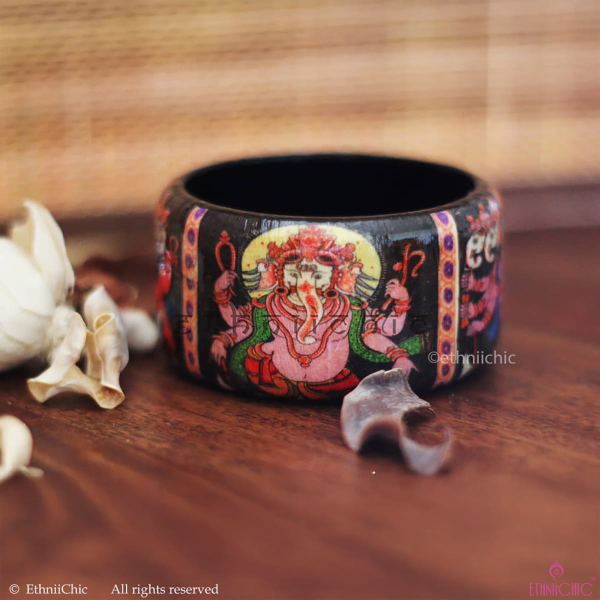 Pattachitra Ganesha  Hand crafted Wooden Bangle