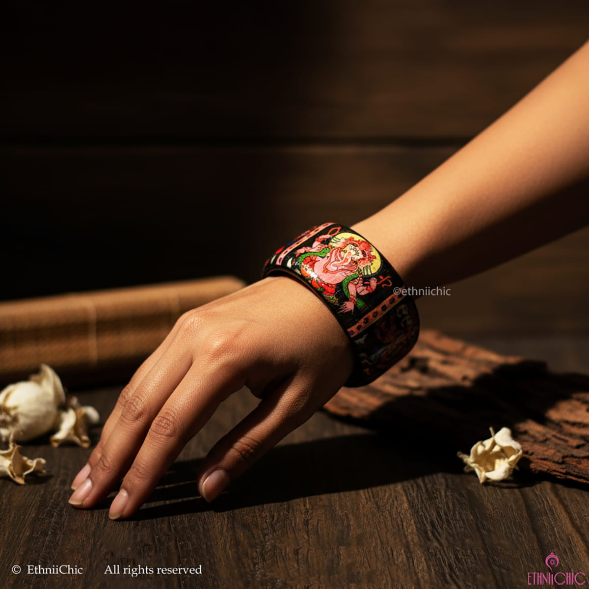 Pattachitra Ganesha  Hand crafted Wooden Bangle