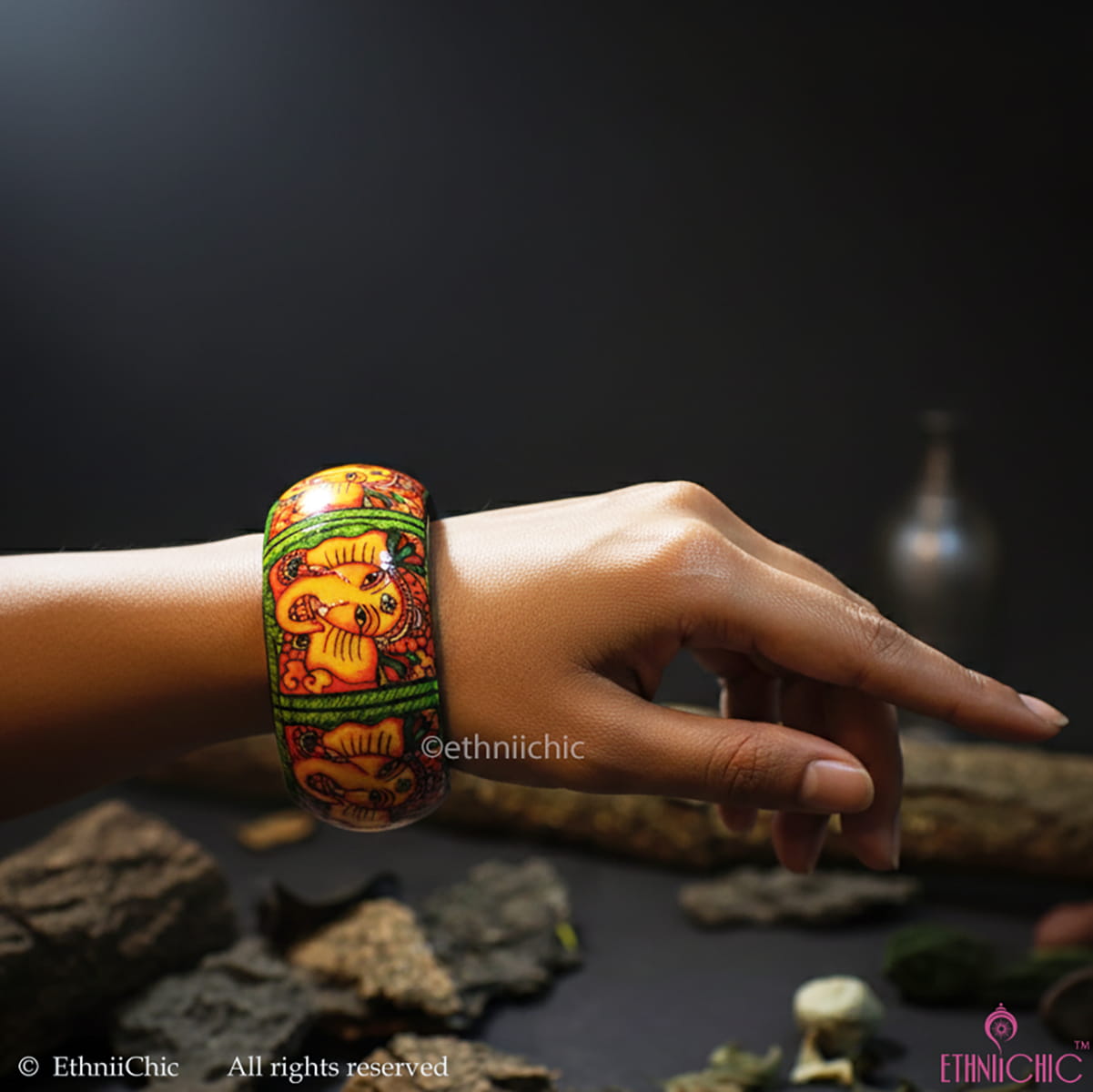Ganesha Hand crafted Wooden Bangle