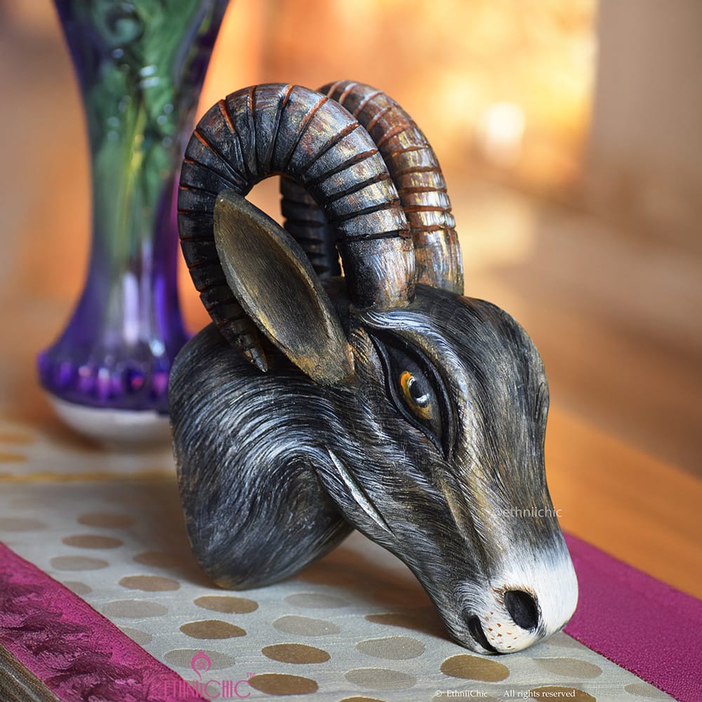 Hand Painted Goat Head