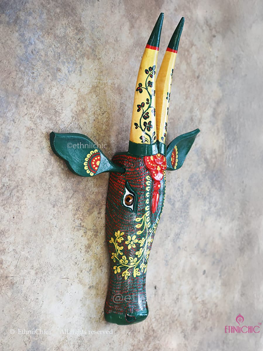 Hand painted 18" Narrow Cow Head - Emerald Green