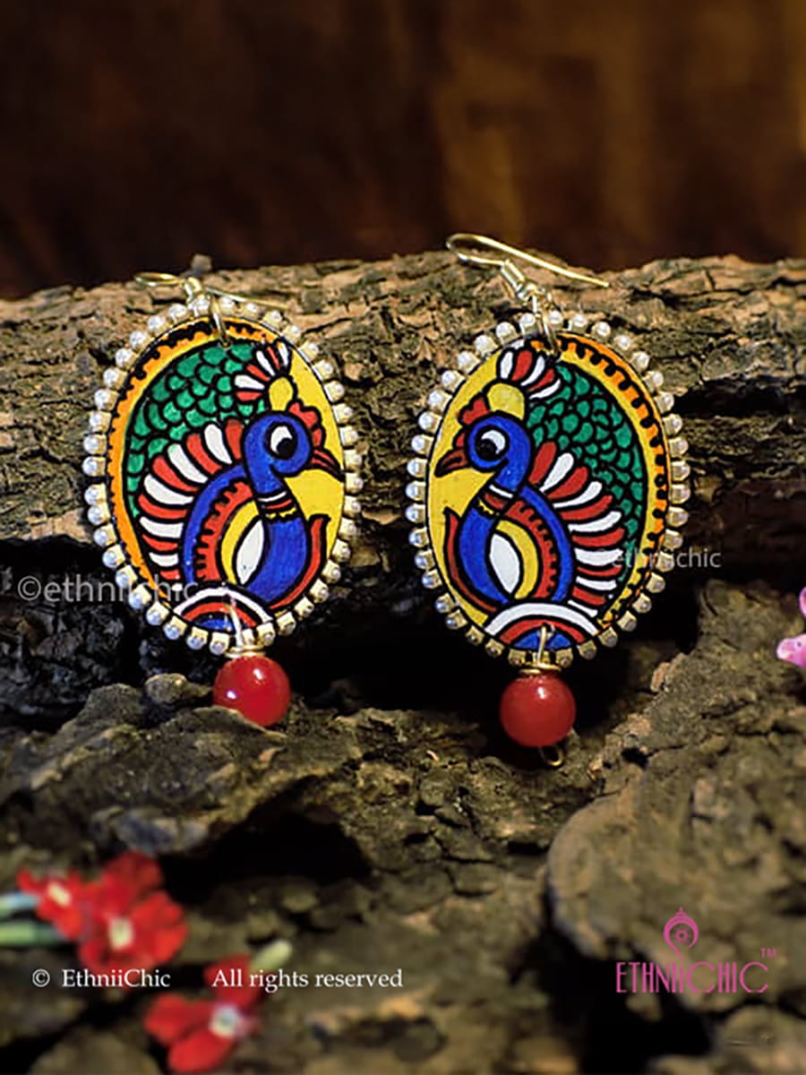 Tholu Bommalatha Hand-painted Earring - Peacock