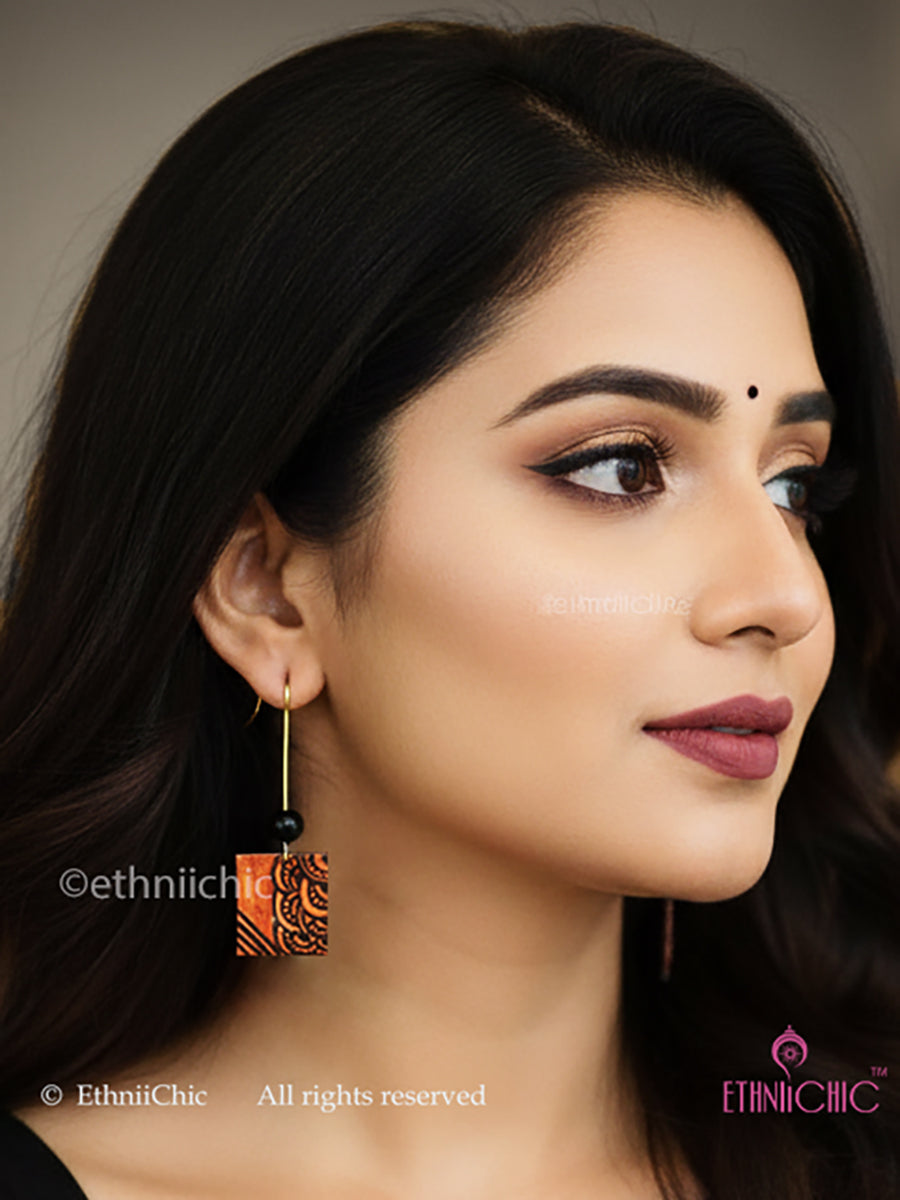 Hand-painted Earrings - Brown