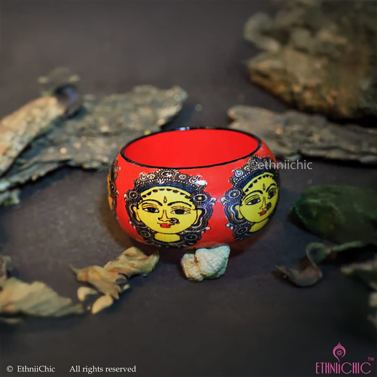 Kalamkari face Hand crafted Wooden Bangle