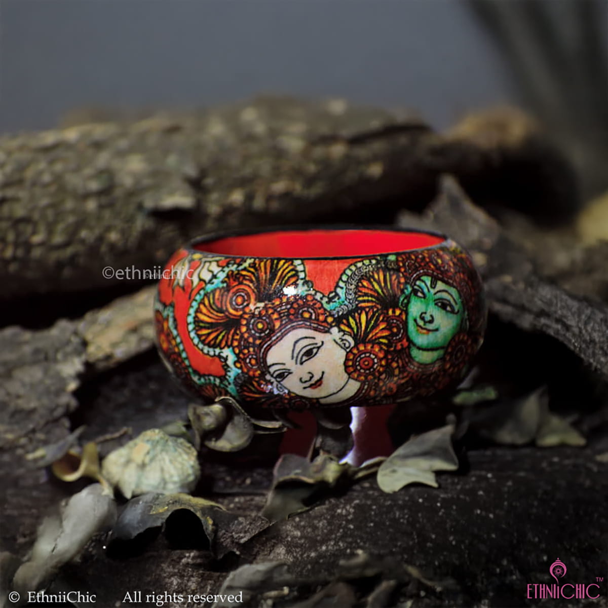 Kerala Mural Hand crafted Wooden Bangle