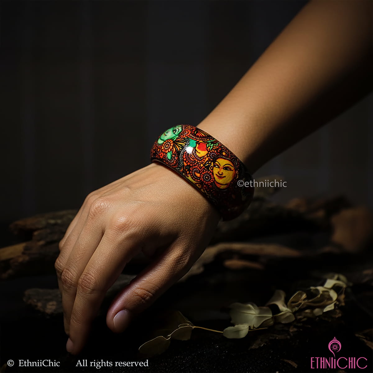 Kerala Mural Hand crafted Wooden Bangle