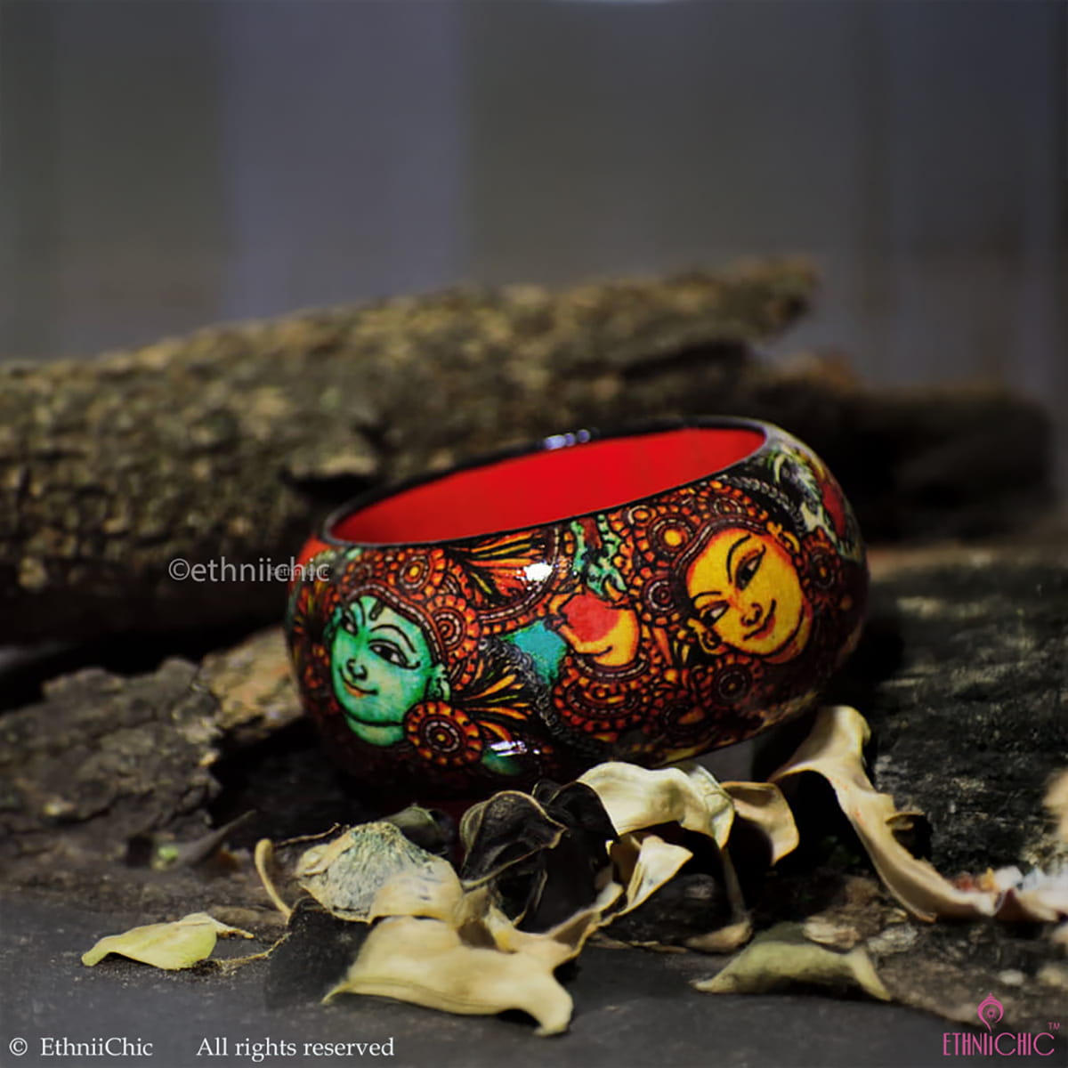 Kerala Mural Hand crafted Wooden Bangle