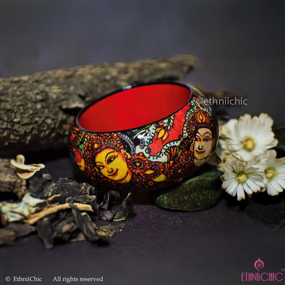 Kerala Mural Hand crafted Wooden Bangle
