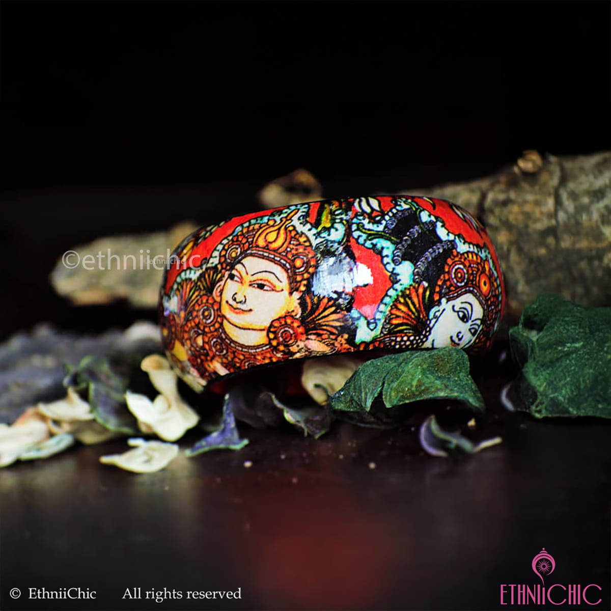 Kerala Mural Hand crafted Wooden Bangle