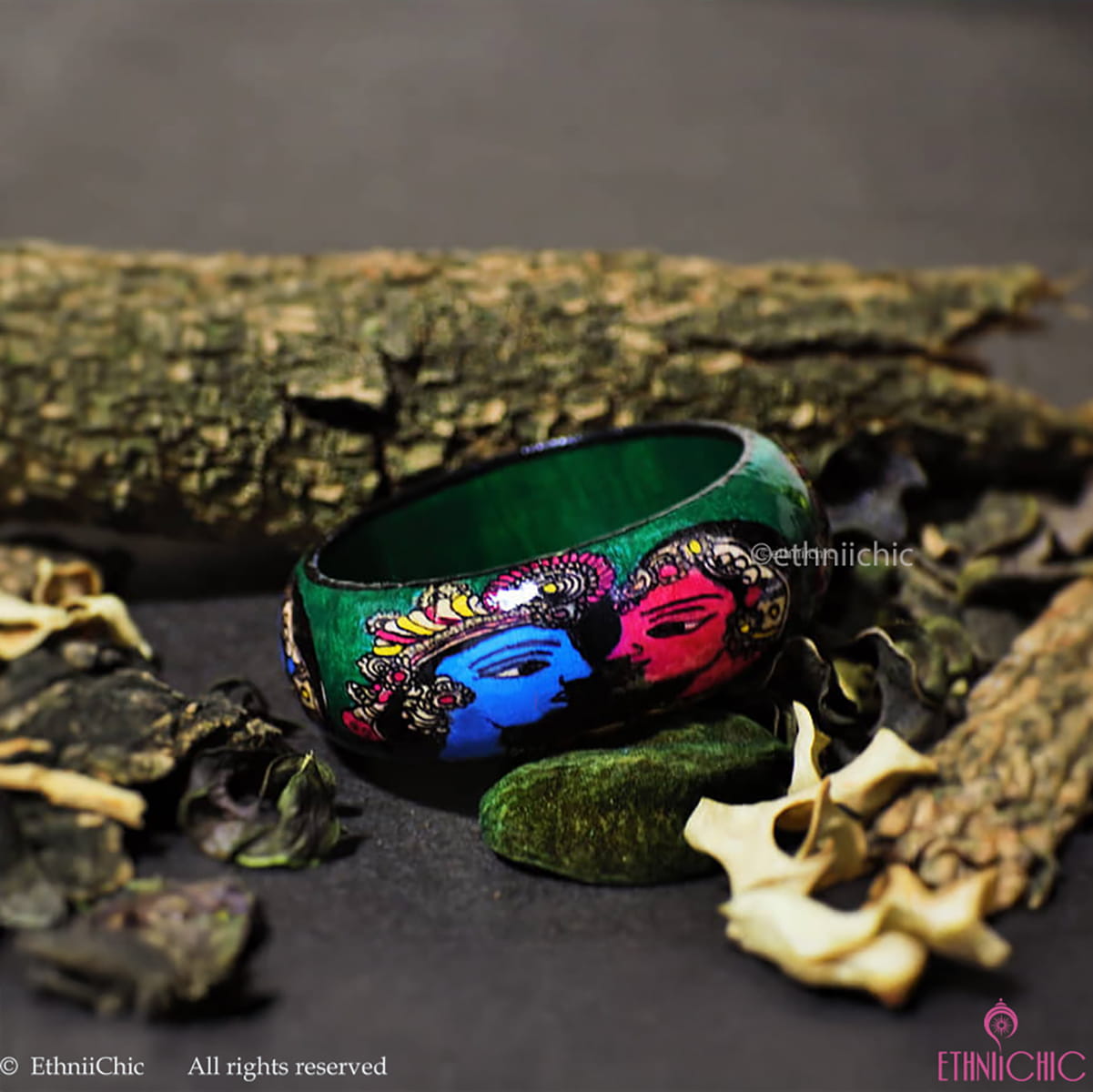 Krishna Radha Hand crafted Wooden Bangle