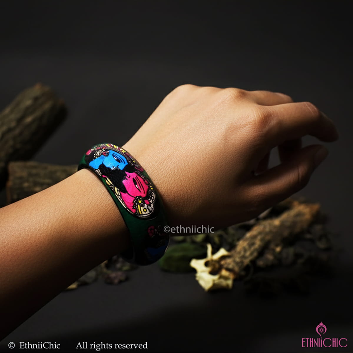 Krishna Radha Hand crafted Wooden Bangle